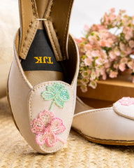 TJK Designs Loafers Collection'2025-Floral Whisper Loafer (Offwhite)