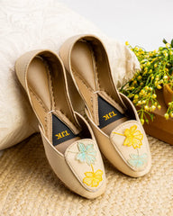 TJK Designs Loafers Collection'2025-Floral Whisper Loafer (Beige)