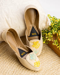 TJK Designs Loafers Collection'2025-Floral Whisper Loafer (Beige)