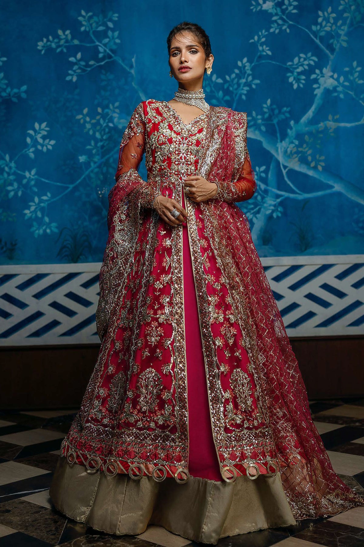 Stardust By Mushq Unstitched 3 Piece Wedding Collection'2024-MWD-02-Red Carpet