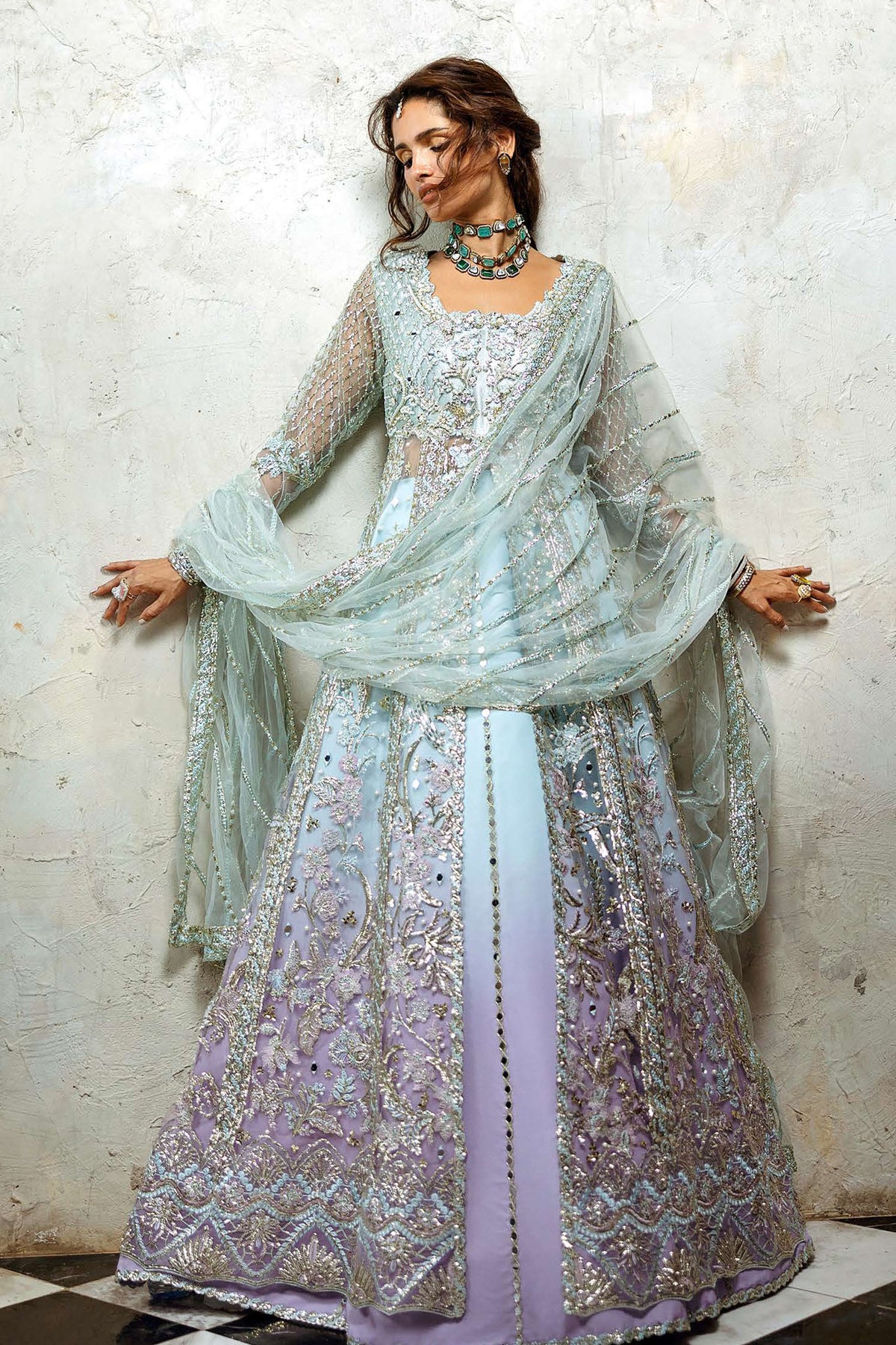 Stardust By Mushq Unstitched 3 Piece Wedding Collection'2024-MWD-08-Silver Screen