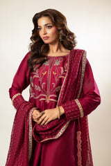 Lux Edit By Zaaviay Stitched Magenta Fling (Three Piece)