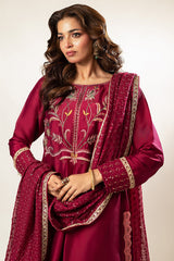 Lux Edit By Zaaviay Stitched Magenta Fling (Three Piece)