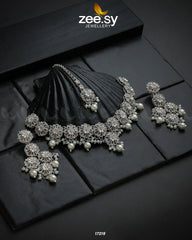 Magnolia Glimmer Necklace Silver Pink - Zeesy Jewellery