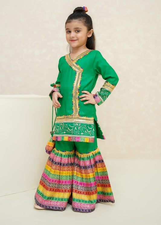 Mah e Noor By Modest Stitched 3 Piece Formals Collection-Green