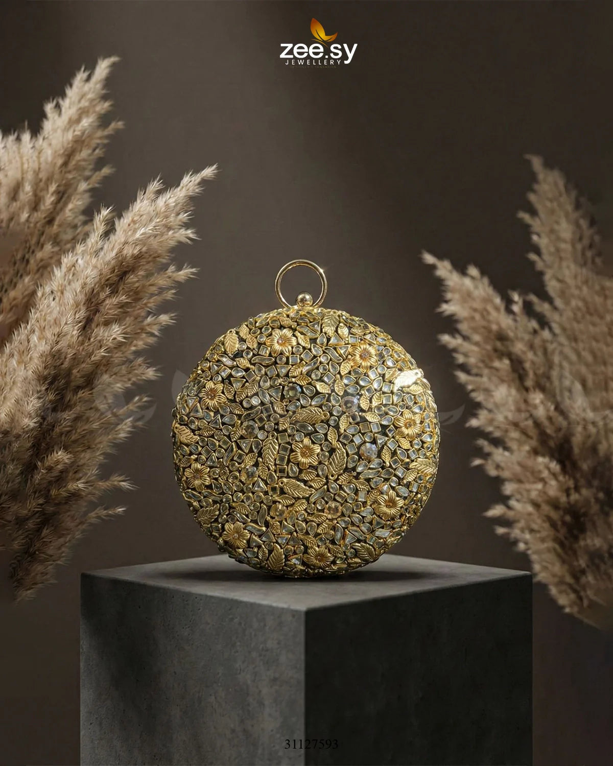 Mahogany Leaf Embellished Clutch Bag - Zeesy Jewellery