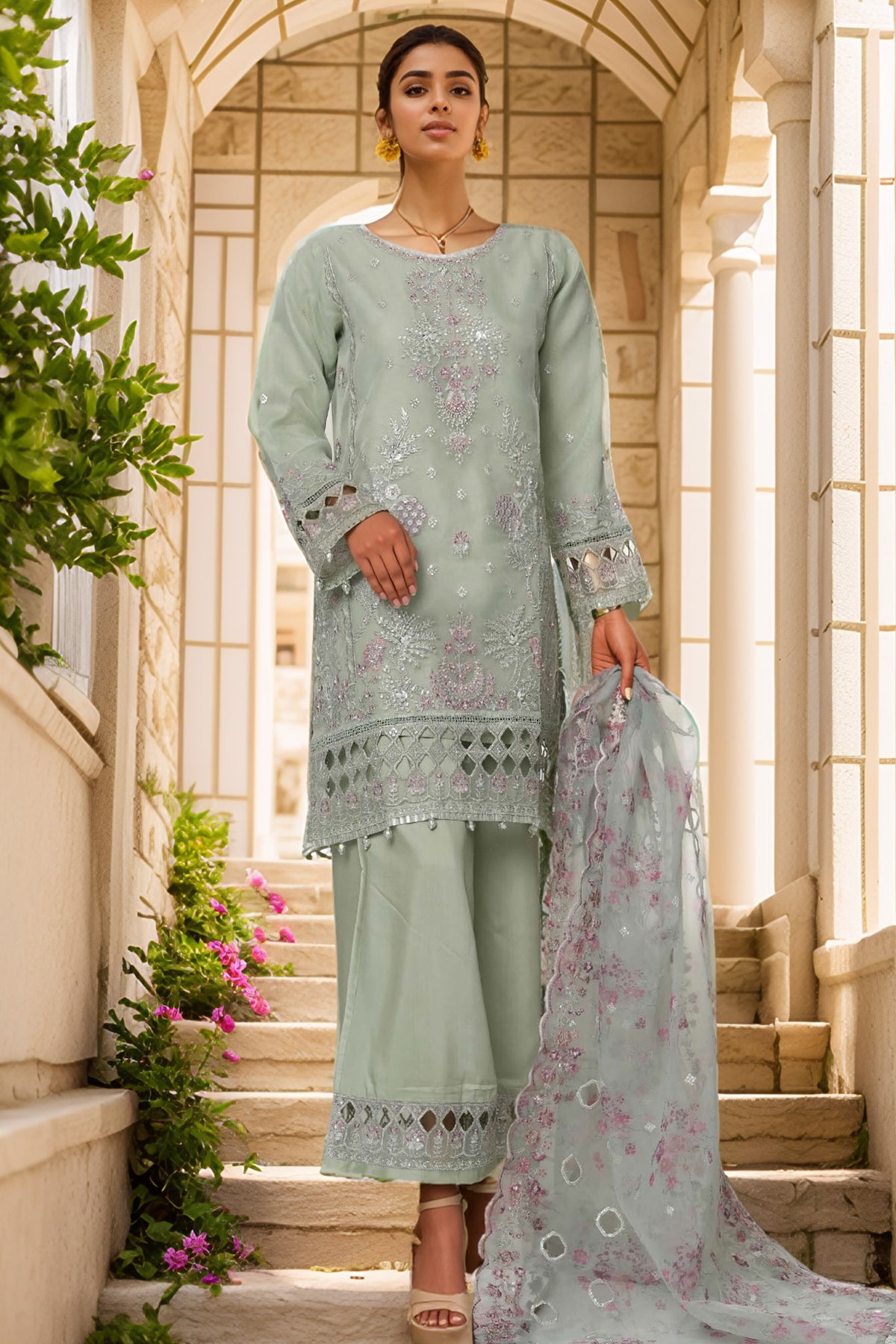 Mahpara by Sada Bahar Stitched 3 Piece Festive Formals Vol-14 Collection-B-36-Mint