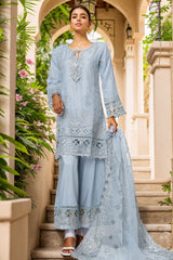 Mahpara by Sada Bahar Stitched 3 Piece Festive Formals Vol-14 Collection-B-32-Sky Blue