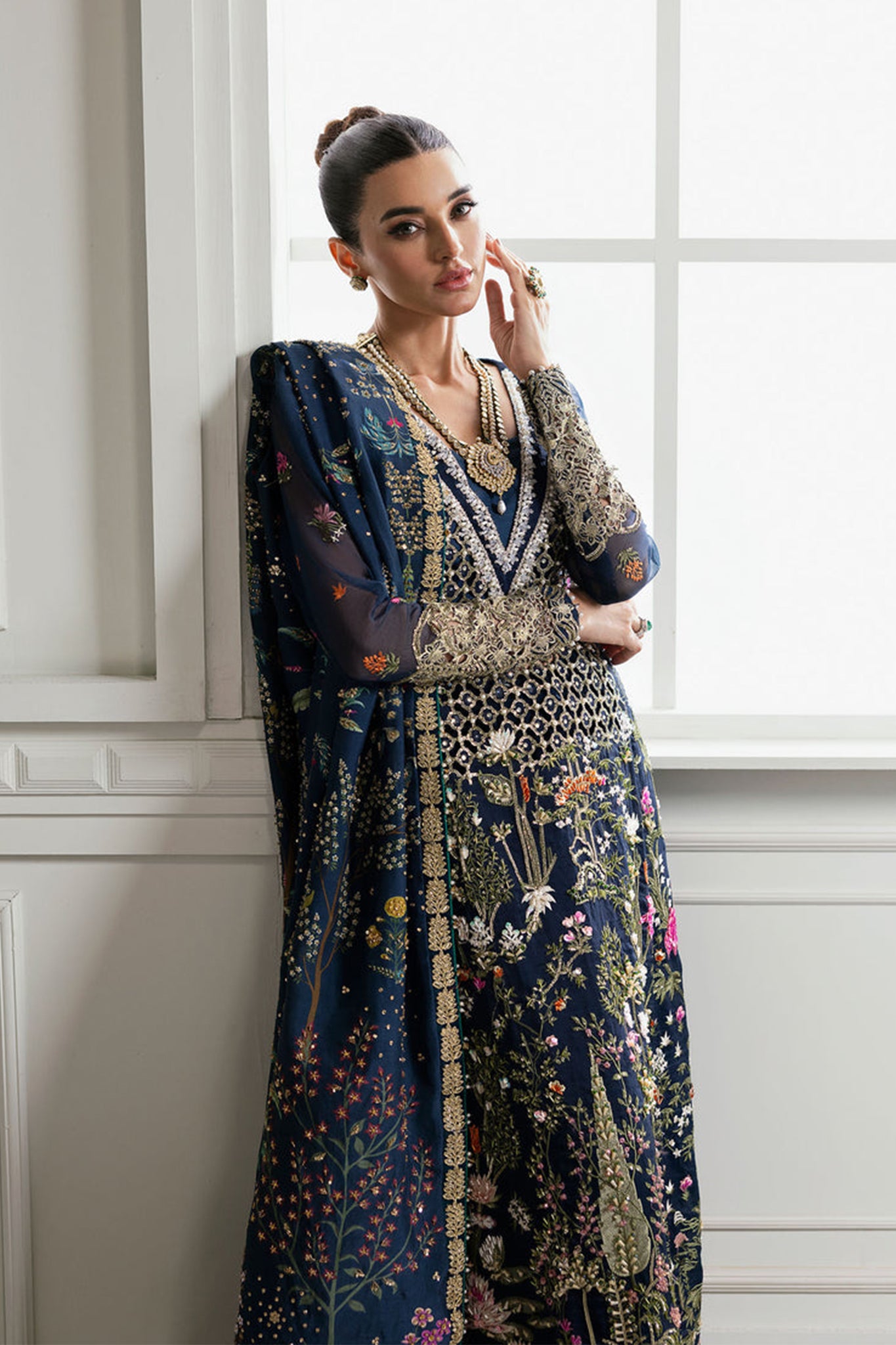 A Beautiful Chaos By Crimson X Saira Shakira Unstitched 3 Piece Wedding Collection'2024-02-Majestic Cypress