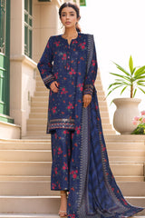 Malika By Sada Bahar Stitched 3 Piece Cutwork Khaddar Vol-01 Collection'2025-5765-Navy Blue