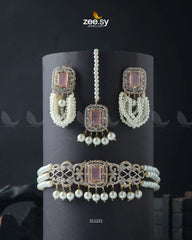 Marasim Choker Necklace Mint pink - Zeesy Jewellery