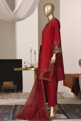 Khombi Stitched 3 Piece Luxury Formals Suit-Rain-Maroon