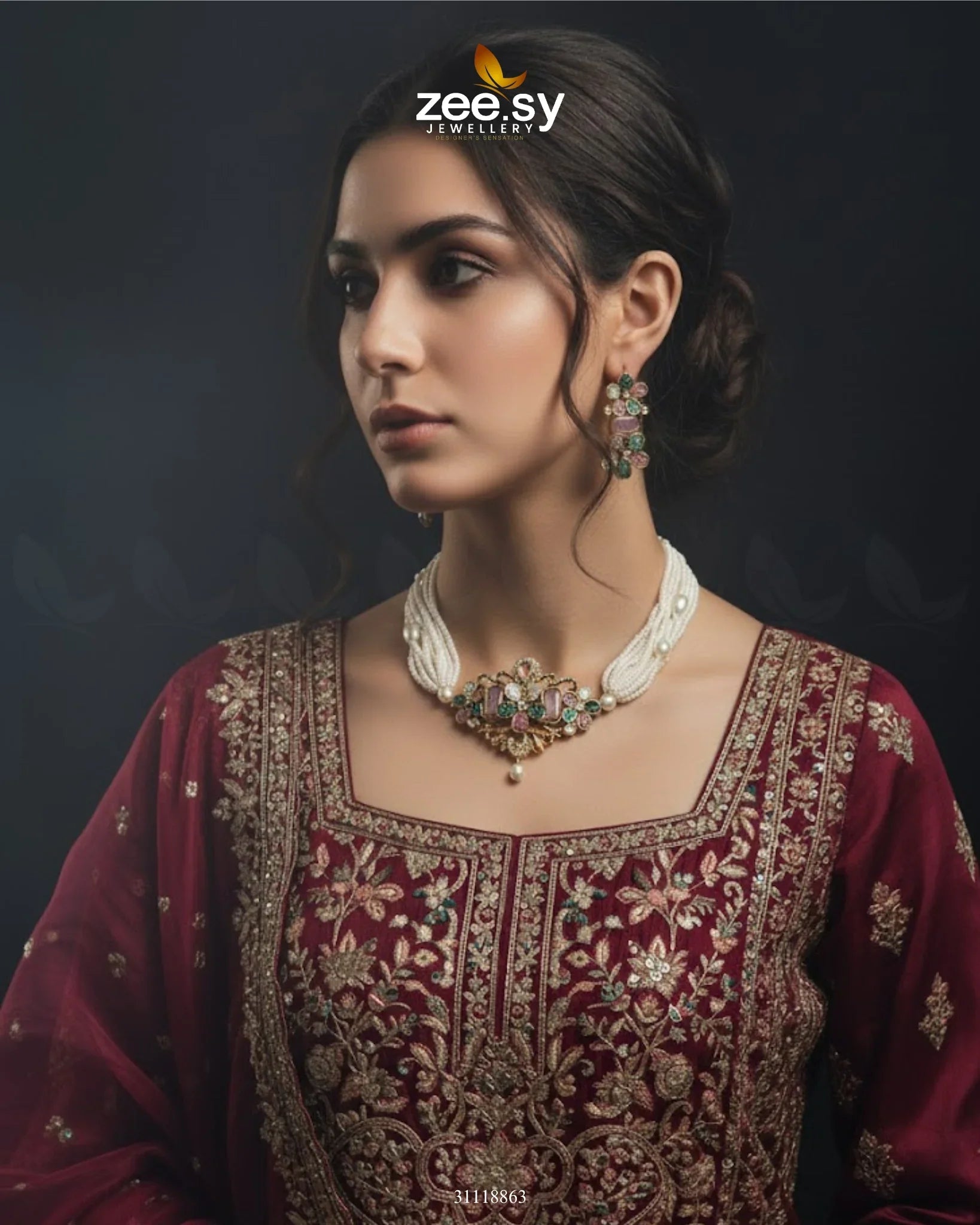 Meridian Choker Necklace Set - Zeesy Jewellery