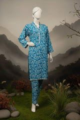 Doriya Luxe By Almeerah Stitched 2 Piece Premium Bana Dora Lawn Collection'2025-Mid Blue Tranquil