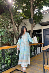 Silk Affair by Madiha Gohar Stitched Summer Suit-Mint Mirage