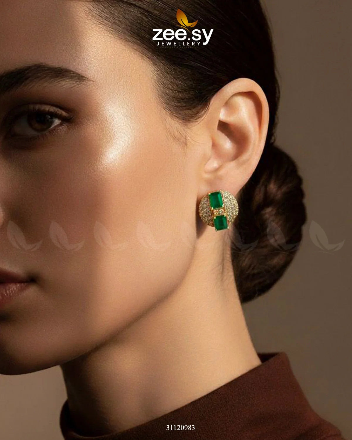 Modern Geometric Cluster Earrings Green - Zeesy Jewellery