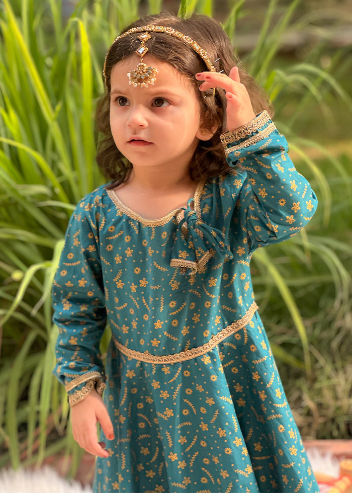 Modest Stitched 3 Piece Luxury Festive Kids Collection'2025-Blue Ice