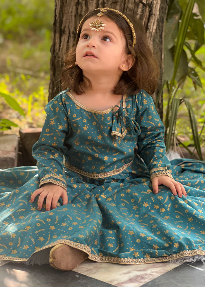 Modest Stitched 3 Piece Luxury Festive Kids Collection'2025-Blue Ice