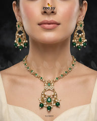 Zeesy-Moon Pearl Stone Necklace Set