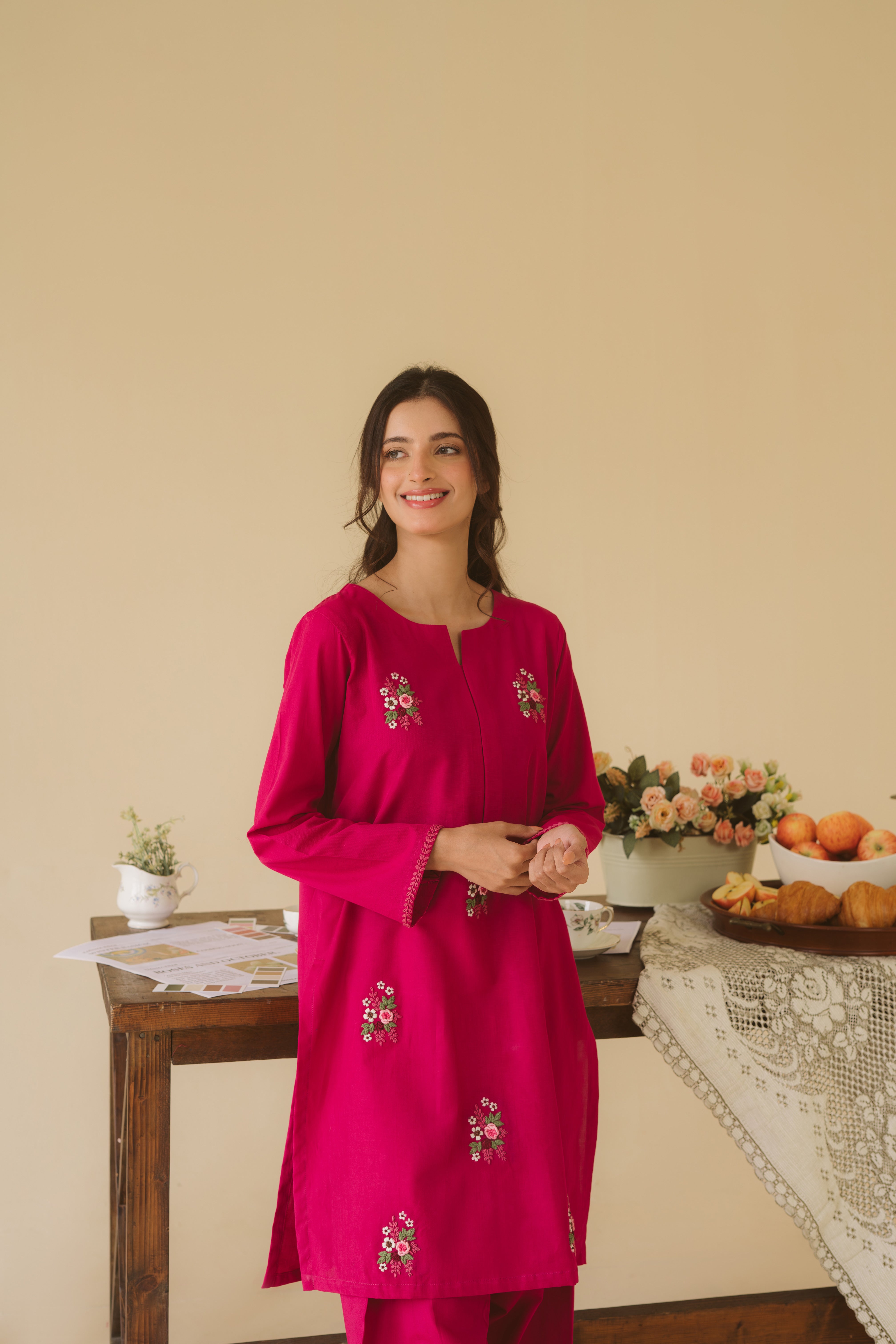 Dear October By Pashma Khan Stitched Co Ords Collection'2025-Pink Sorbet
