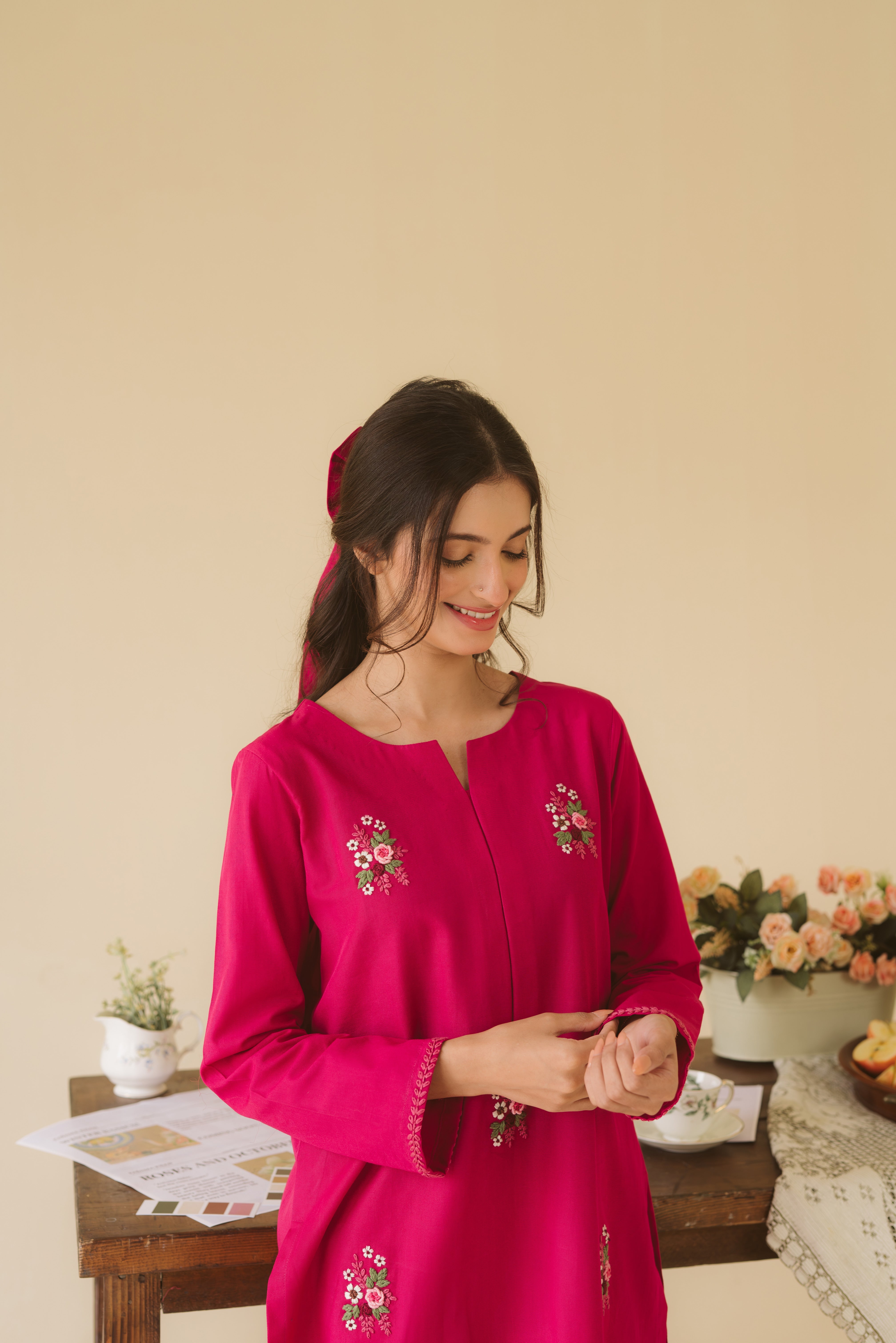 Dear October By Pashma Khan Stitched Co Ords Collection'2025-Pink Sorbet