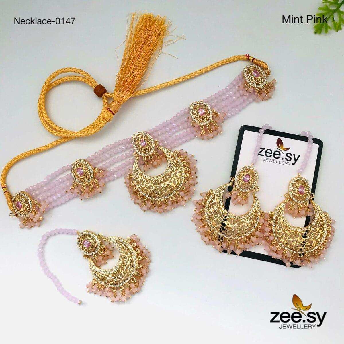 NECKLACE-0147 Mint Pink - Zeesy Jewellery