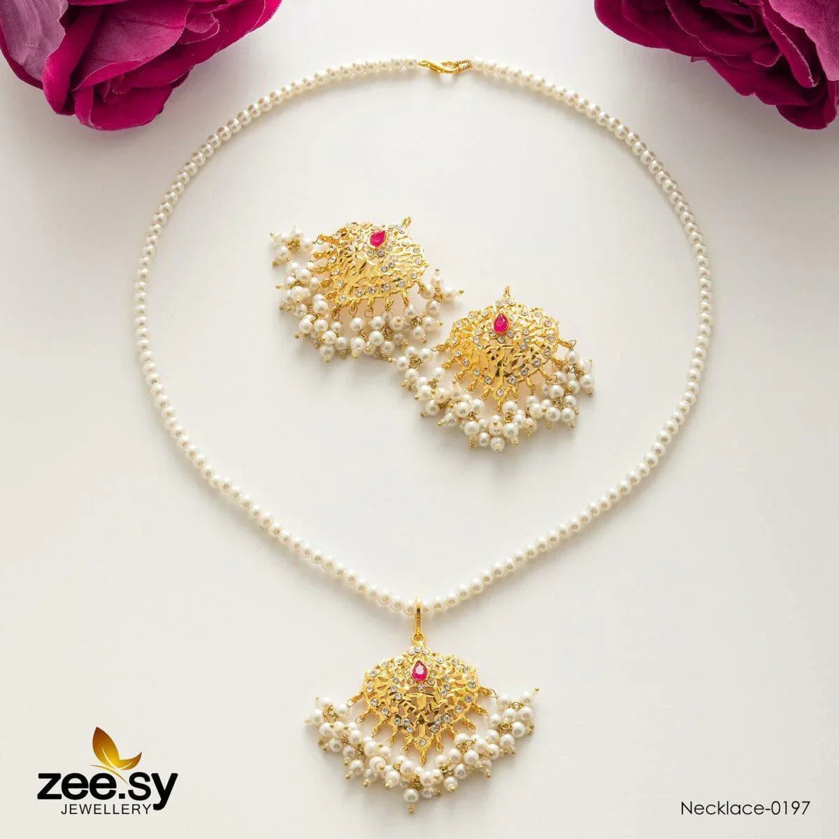 NECKLACE-0197 Red - Zeesy Jewellery