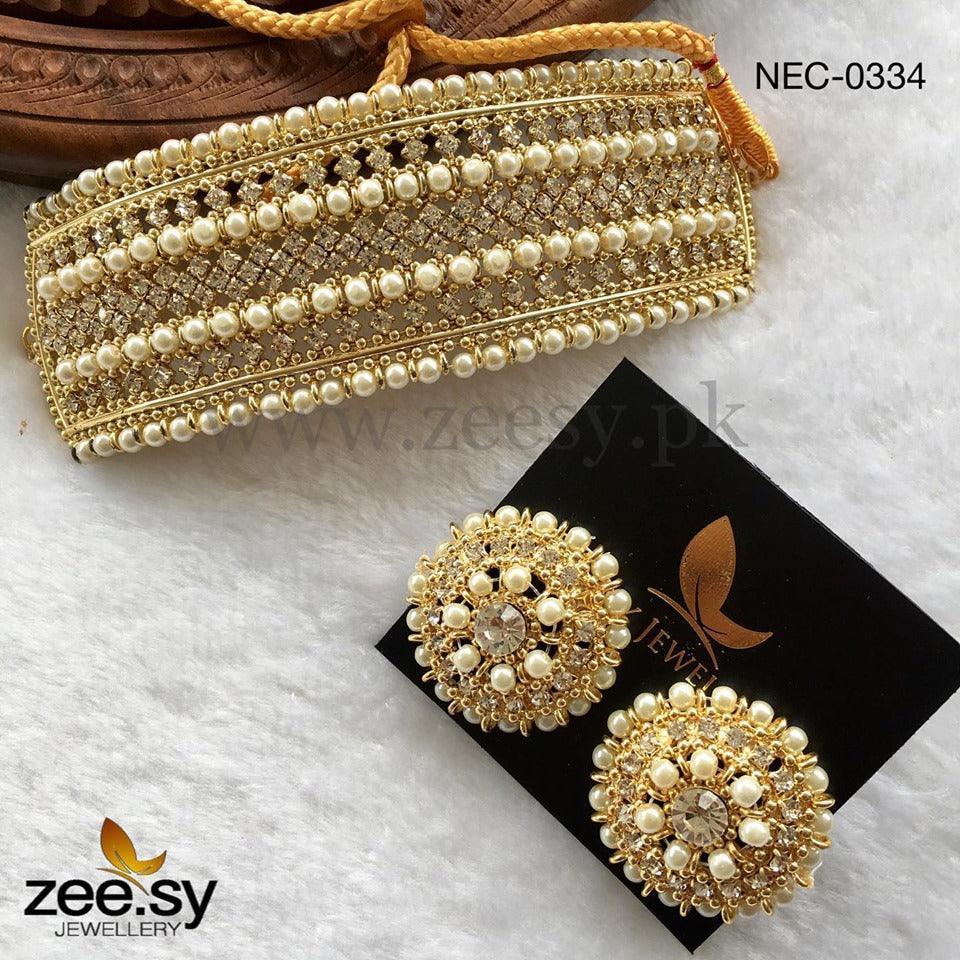Elegant Beaded Pearl Choker Set - Zeesy Jewellery