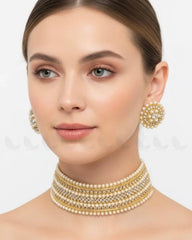 Elegant Beaded Pearl Choker Set - Zeesy Jewellery
