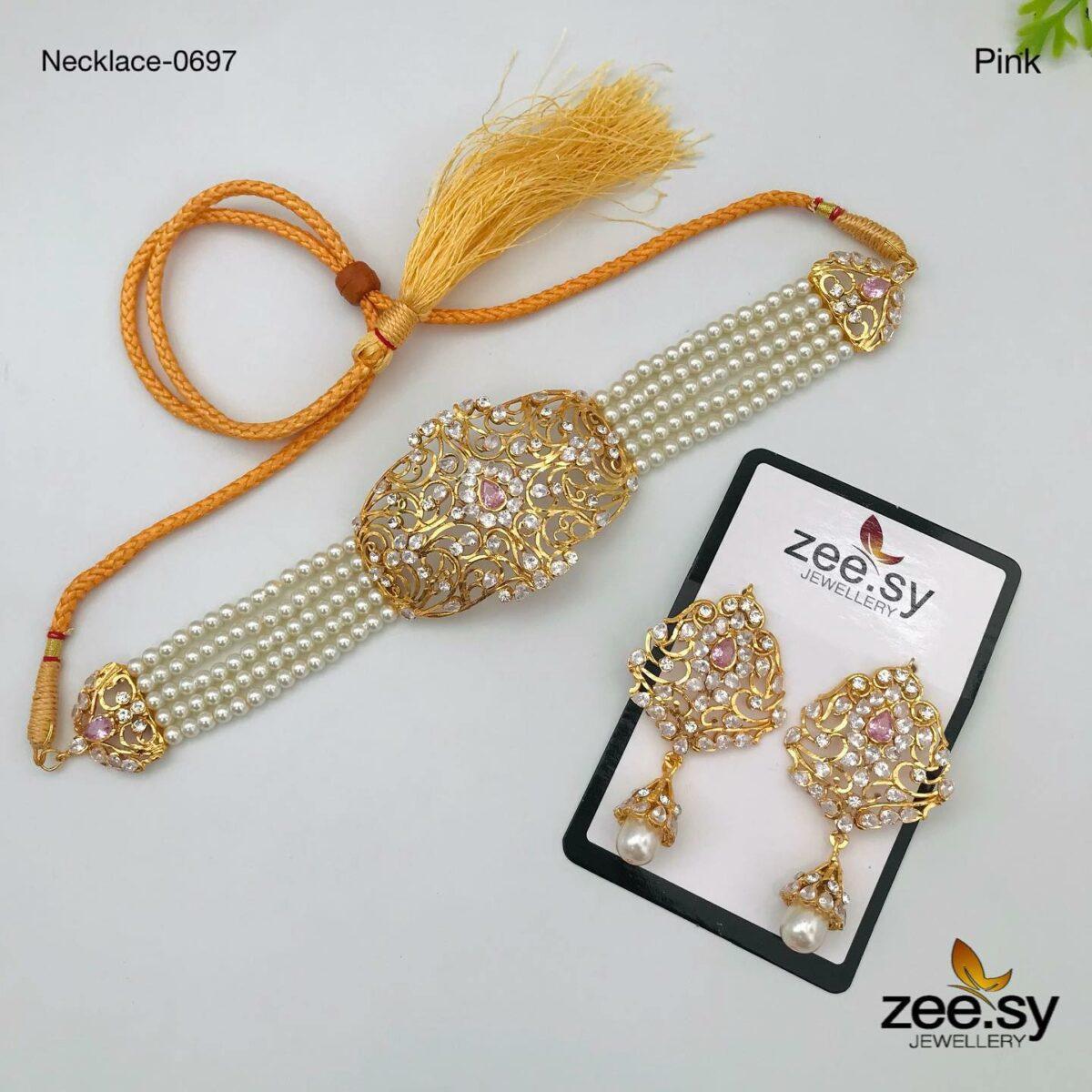 NECKLACE-0697 Pink - Zeesy Jewellery