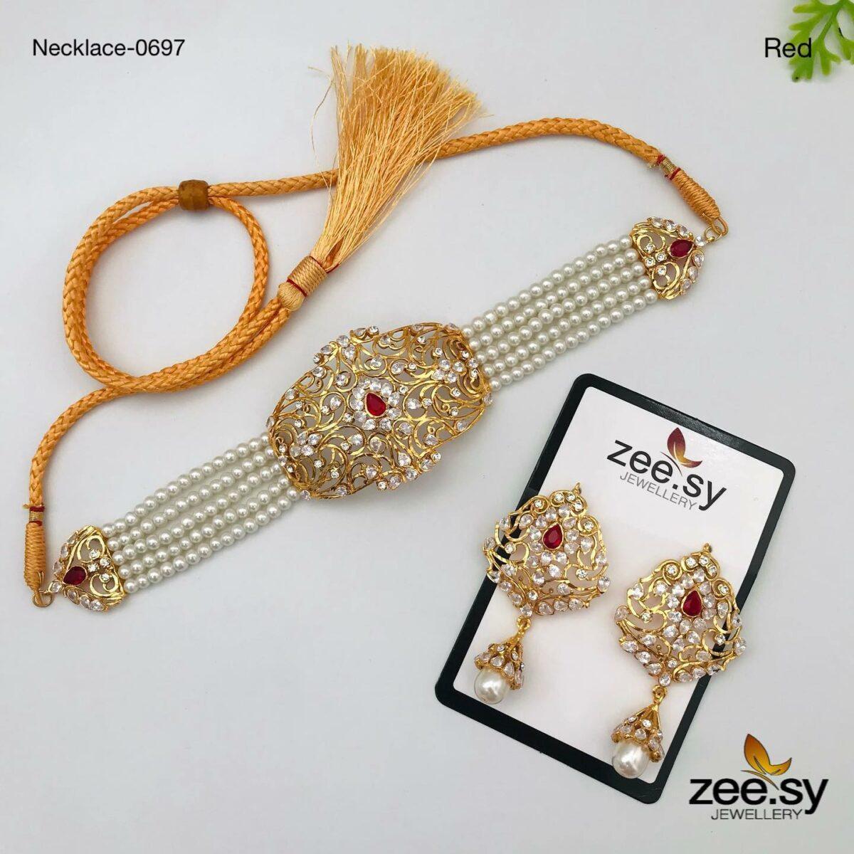 NECKLACE-0697 Red - Zeesy Jewellery