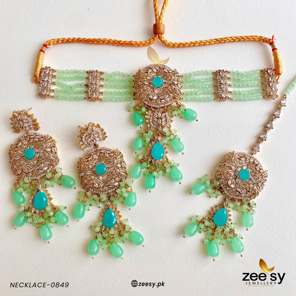 NECKLACE-0849 Mint Green - Zeesy Jewellery