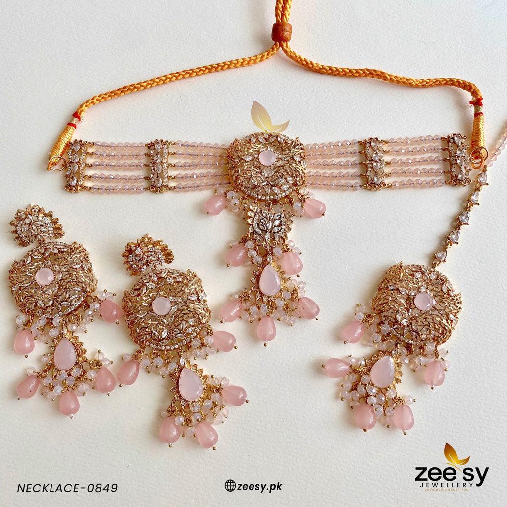 NECKLACE-0849 Mint Pink - Zeesy Jewellery