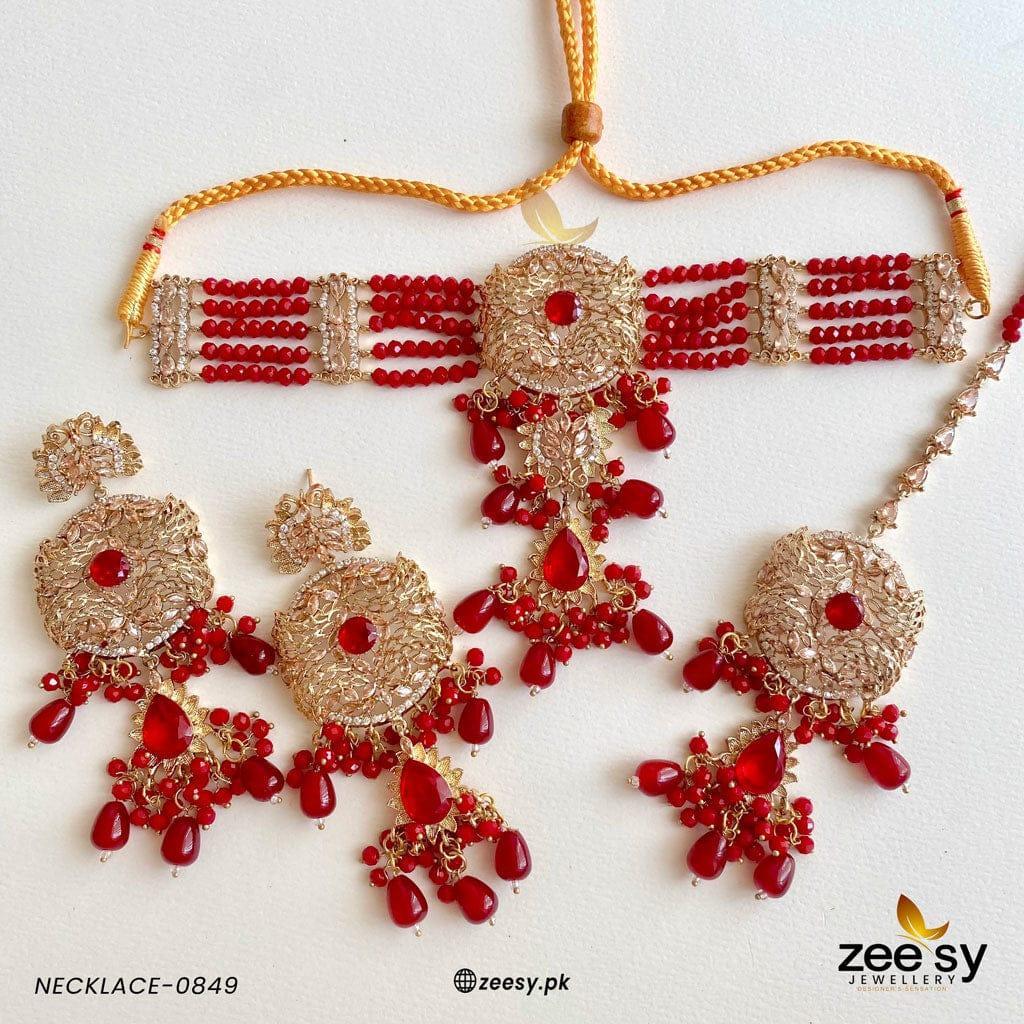 NECKLACE-0849 Red - Zeesy Jewellery