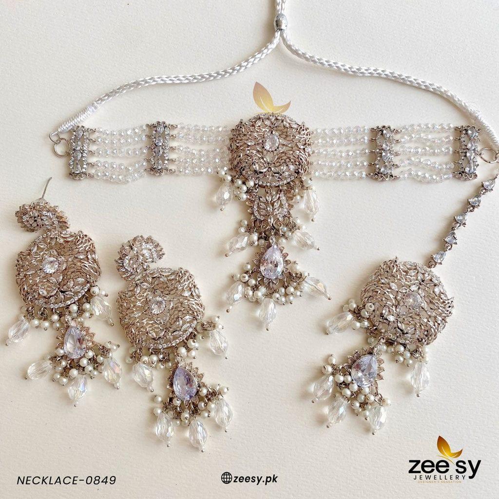 NECKLACE-0849 Silver - Zeesy Jewellery