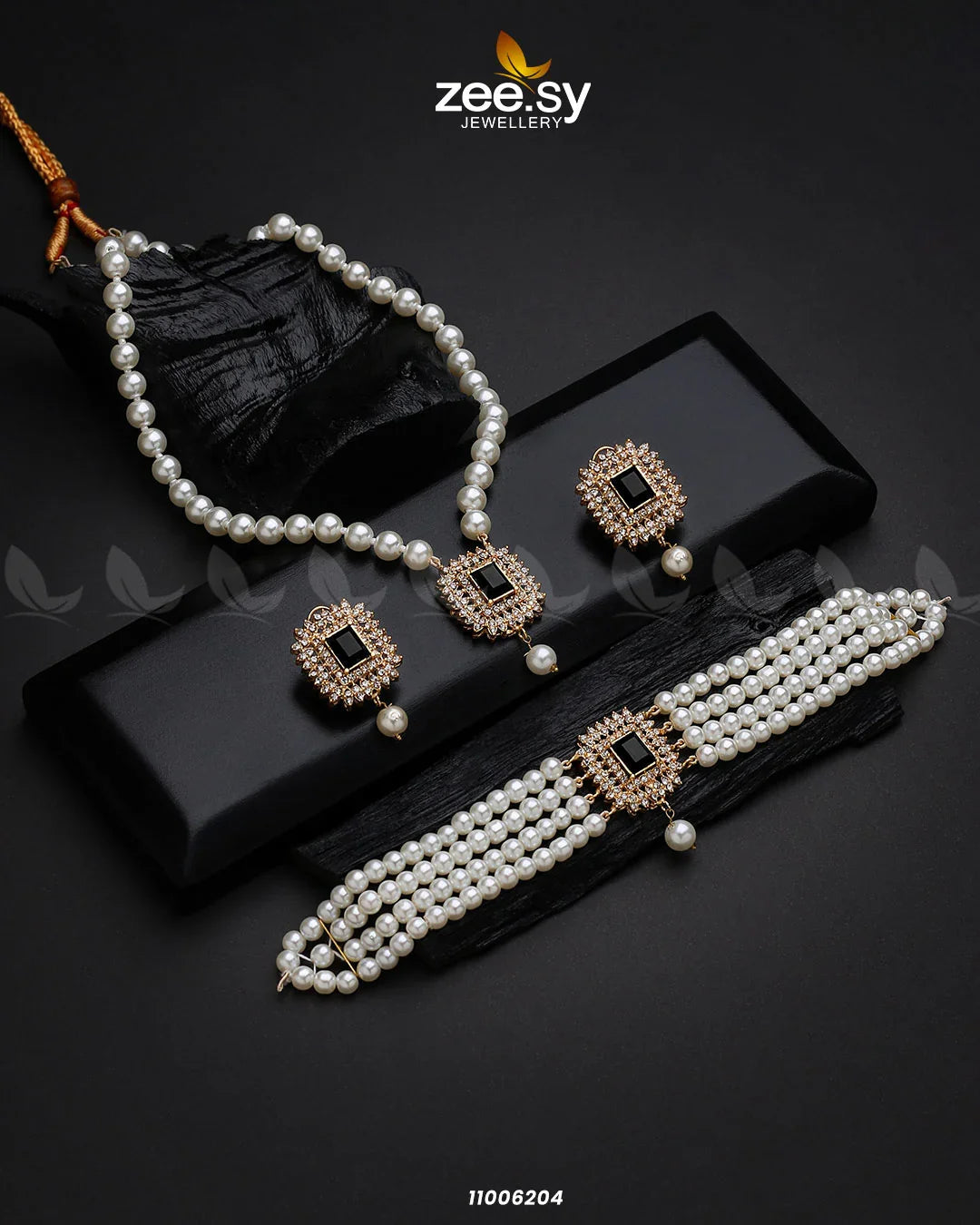 MALLA NECKLACE-0850 Black - Zeesy Jewellery