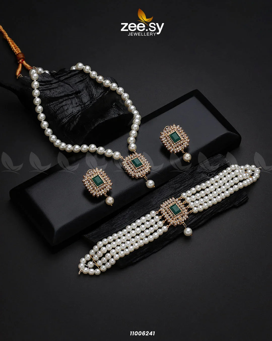MALLA NECKLACE-0850 Green - Zeesy Jewellery