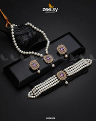 MALLA NECKLACE-0850 Purple - Zeesy Jewellery