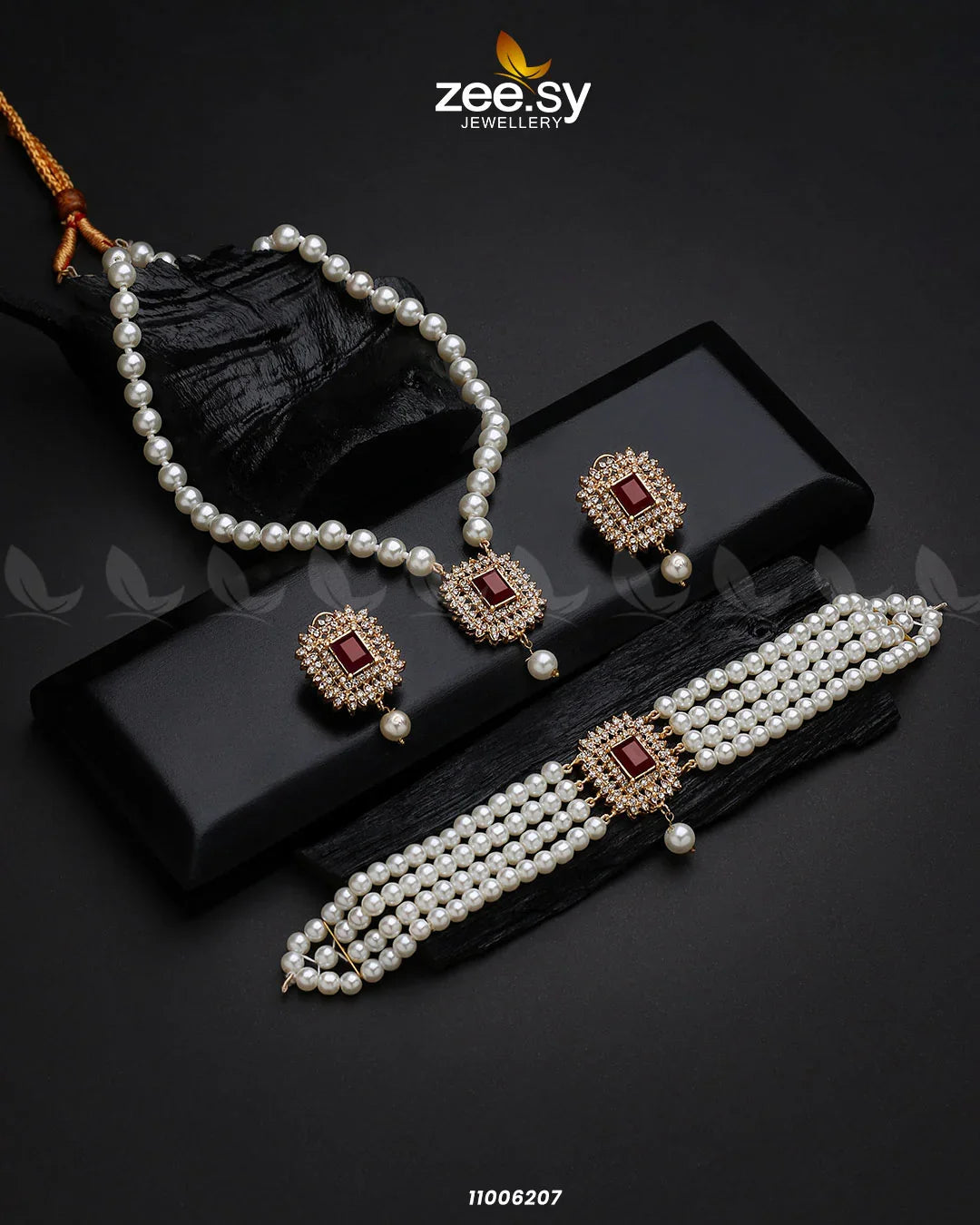 MALLA NECKLACE-0850 Red - Zeesy Jewellery