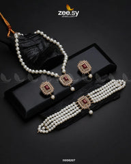 MALLA NECKLACE-0850 Red - Zeesy Jewellery