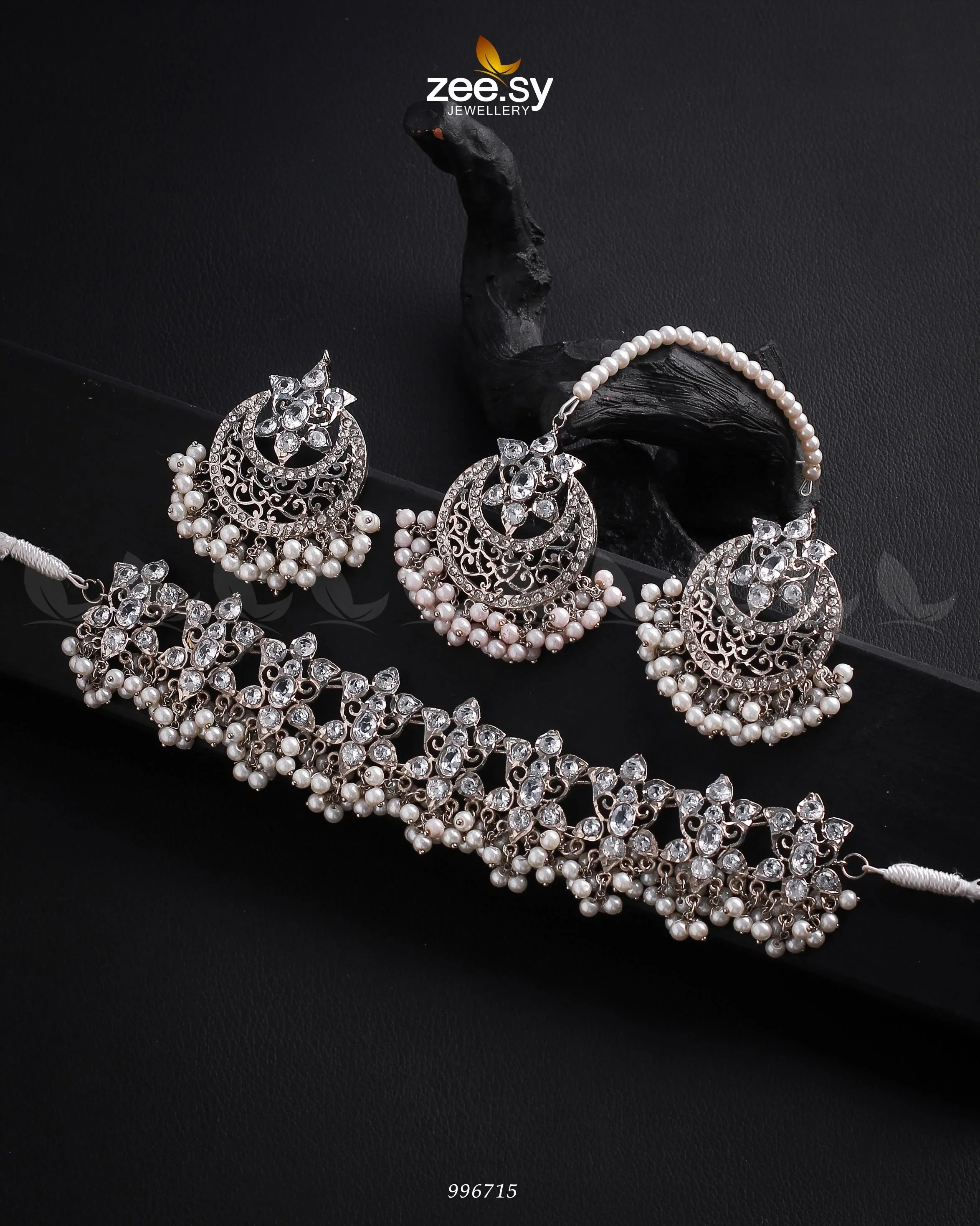 NECKLACE-0920 Silver White - Zeesy Jewellery