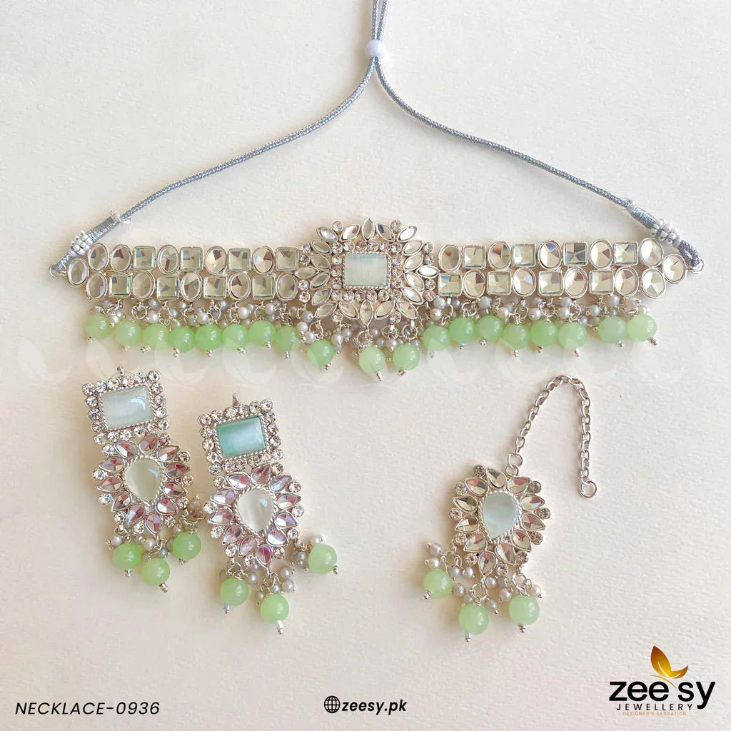 NECKLACE-0936 Pista Green - Zeesy Jewellery