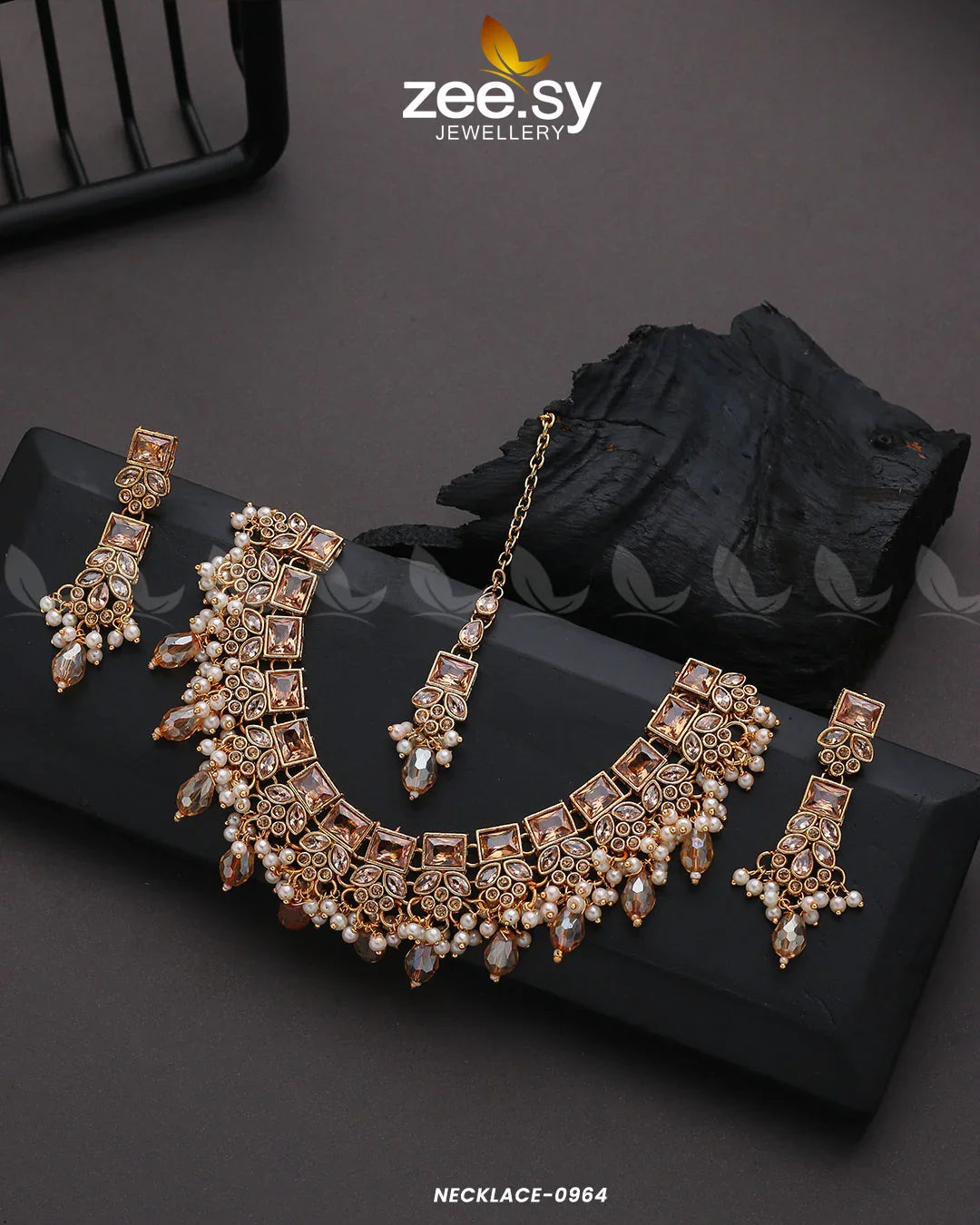 NECKLACE-0964 Champagne - Zeesy Jewellery