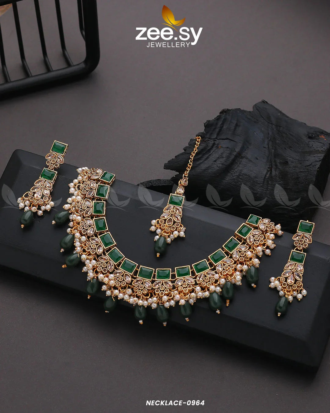 NECKLACE-0964 Green - Zeesy Jewellery