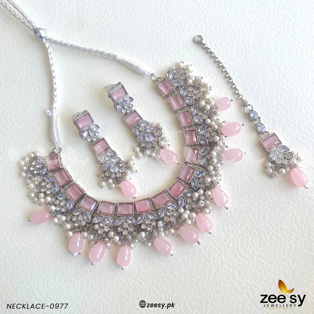 NECKLACE-0977 Mint Pink - Zeesy Jewellery