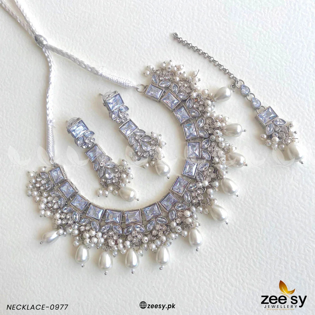 NECKLACE-0977 White - Zeesy Jewellery