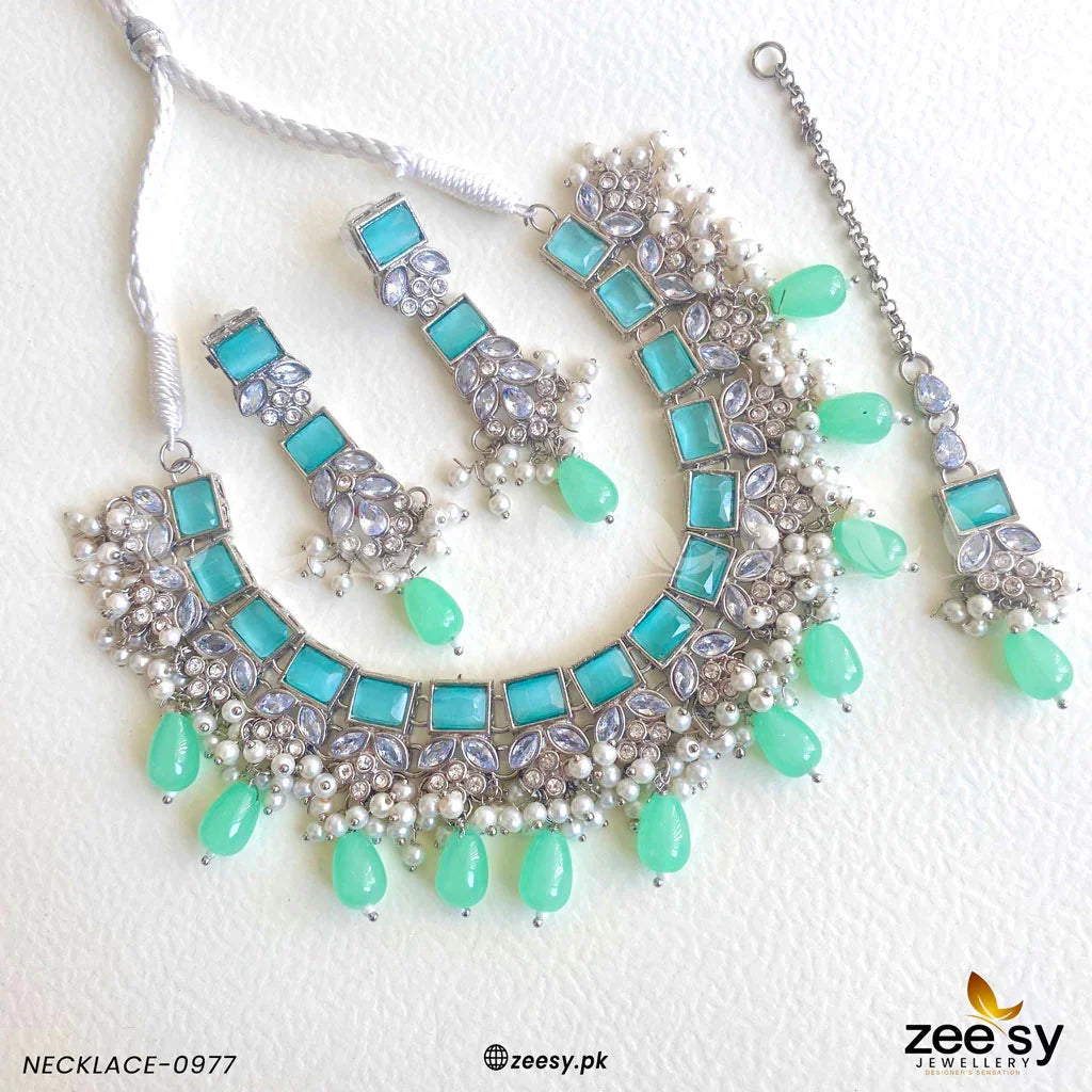 NECKLACE-0977 Mint Green - Zeesy Jewellery