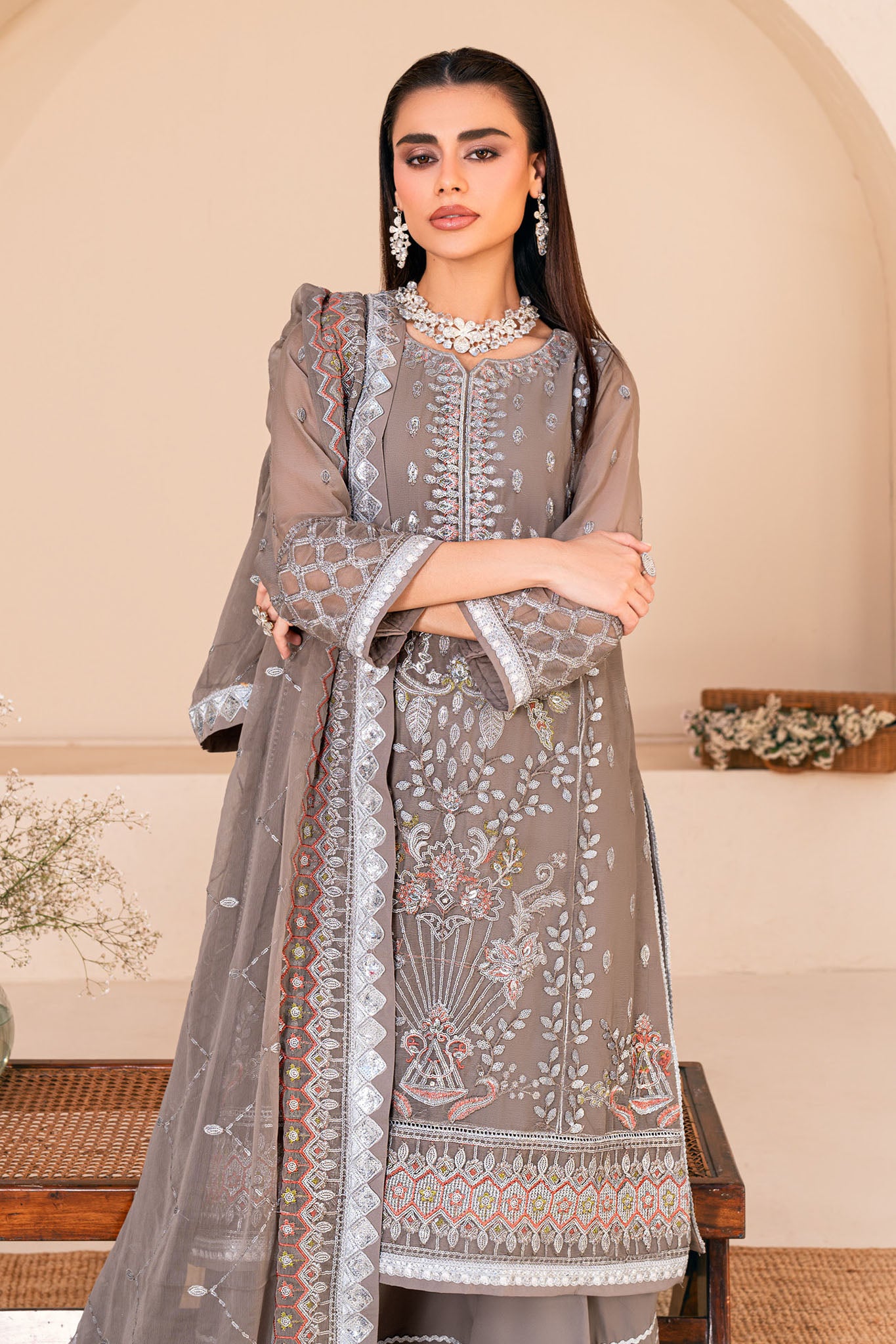 Lallaria By Noorma Kaamal Unstitched 3 Piece Luxury Chiffon Vol-03 Collection'2024-NK-LLC-26