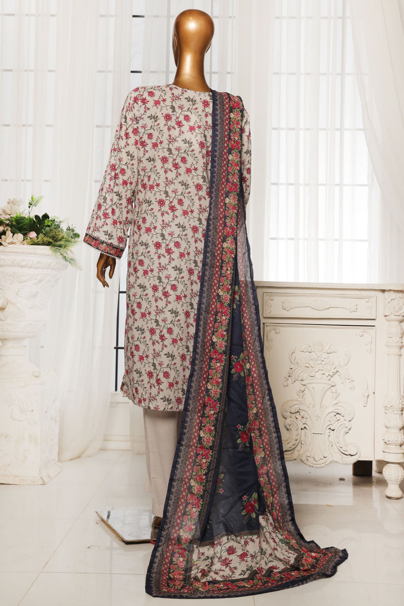 Bin Saeed Stitched 3 Piece Exclusive Printed Lawn Vol-04 Collection'2025-NSM-1902-White
