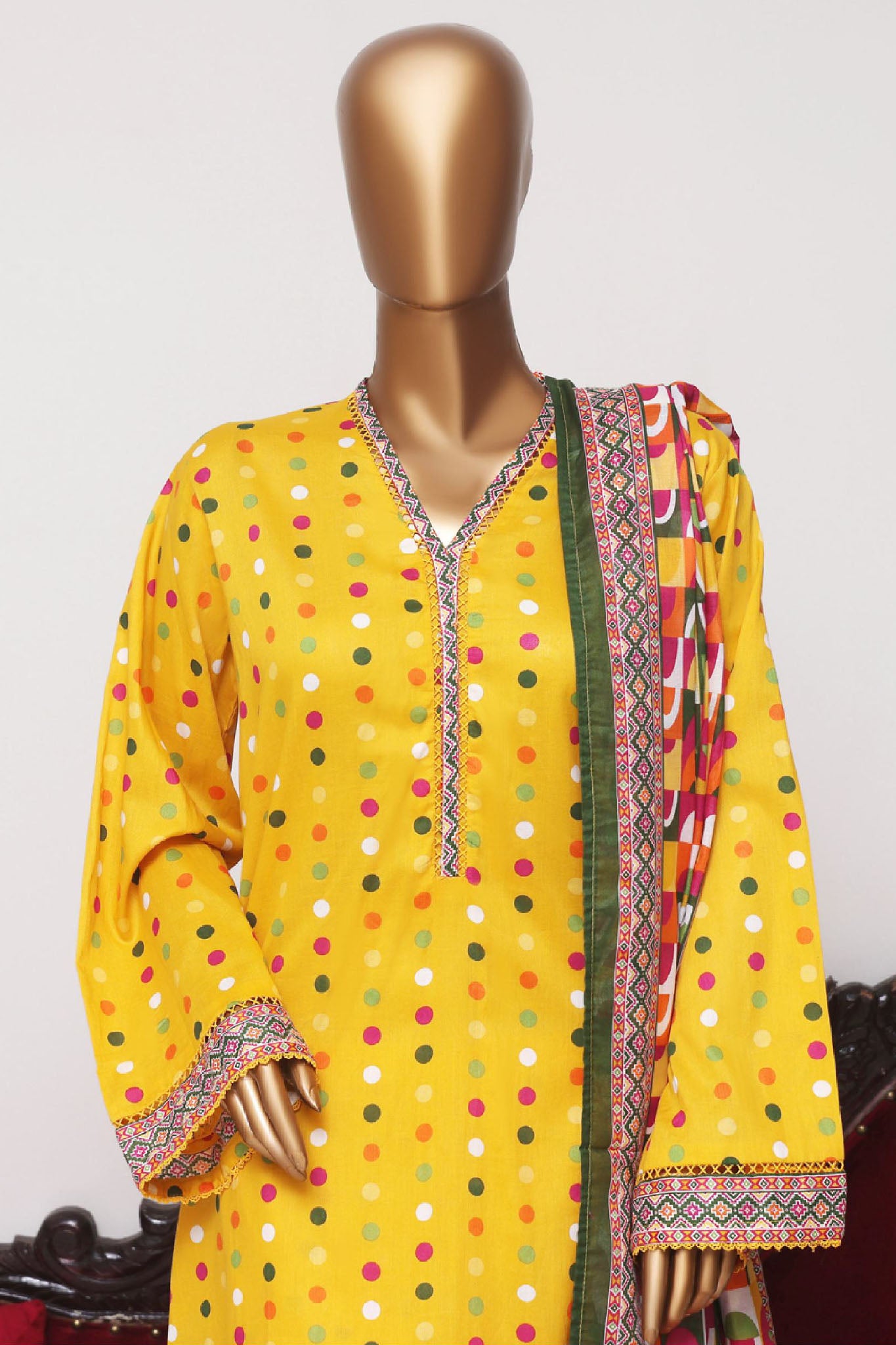Bin Saeed Exclusive Printed Lawn With Farshi Shalwar Vol-04 Collection'2025-NSM-2121-Yellow